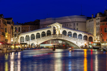 Venice Grand Canal at night, Venetian Riviera, Holiday to Italy